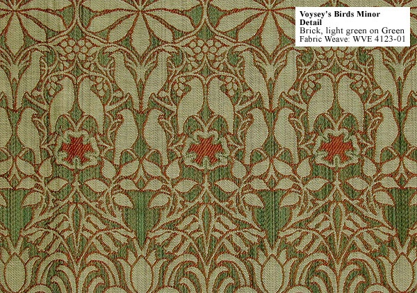 Birds wallpaper in green by Voysey Arts and Crafts Movement Designs