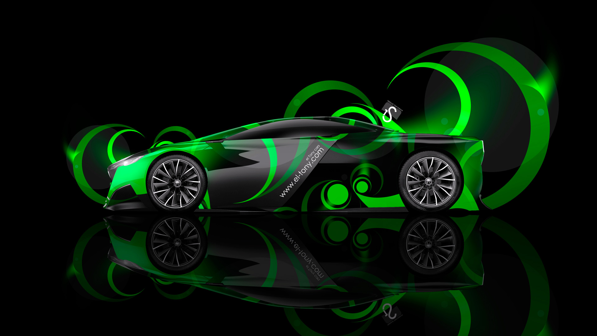 Peugeot Onyx Side Super Abstract Car Green Neon HD Wallpaper
