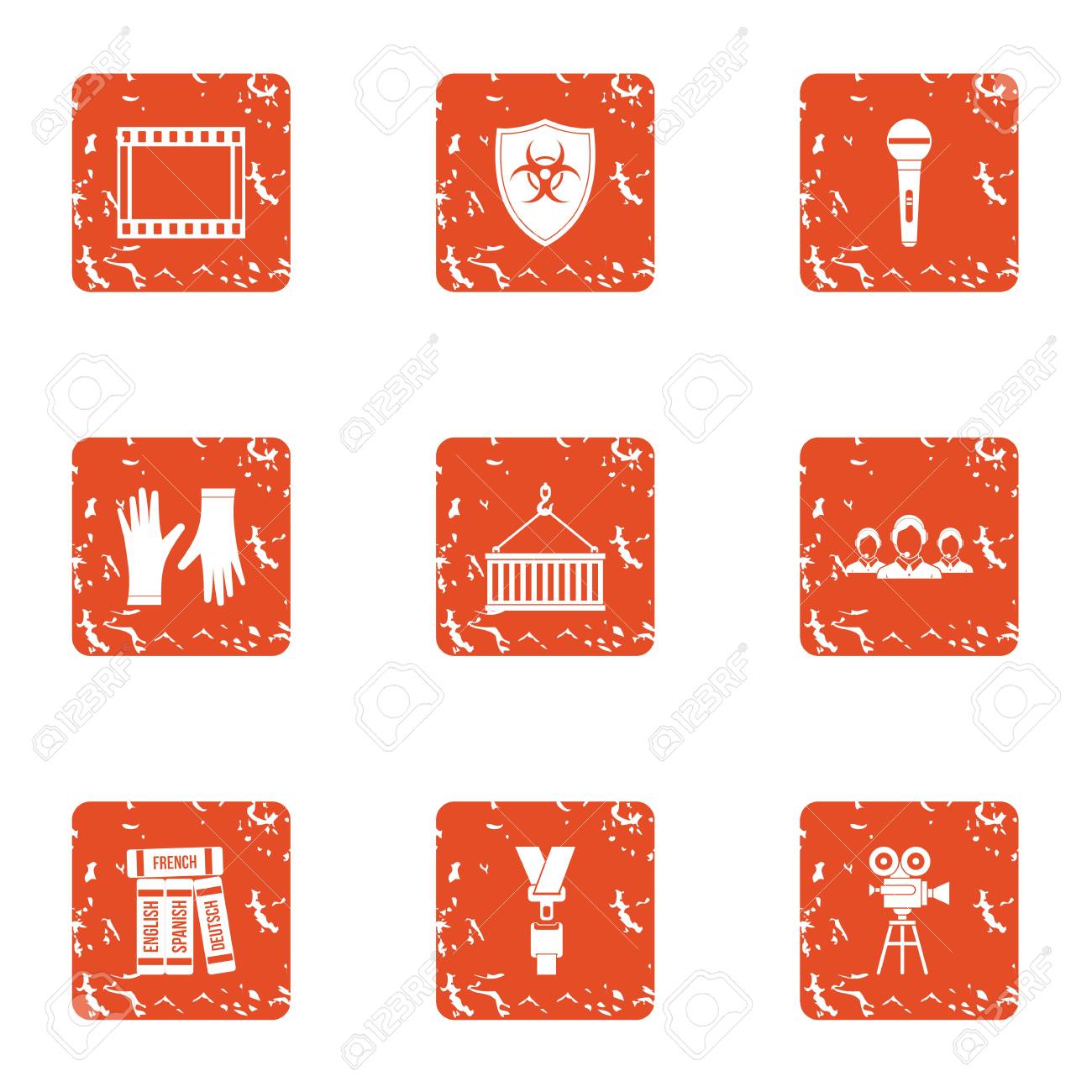 Advancement Icons Set Grunge Of Vector
