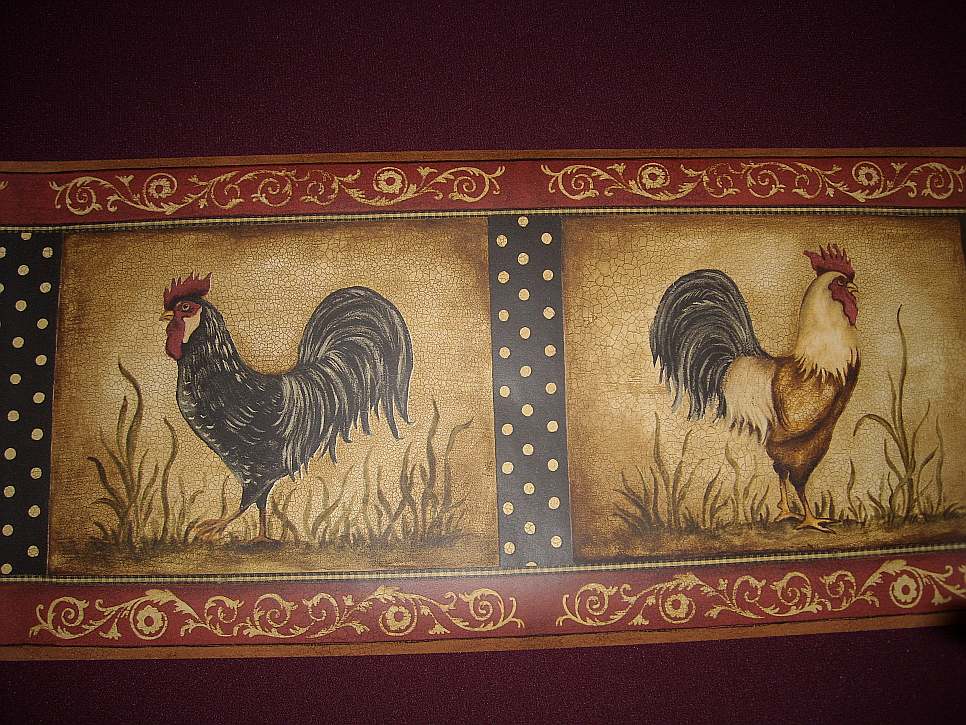 Red Rooster Wallpaper Border