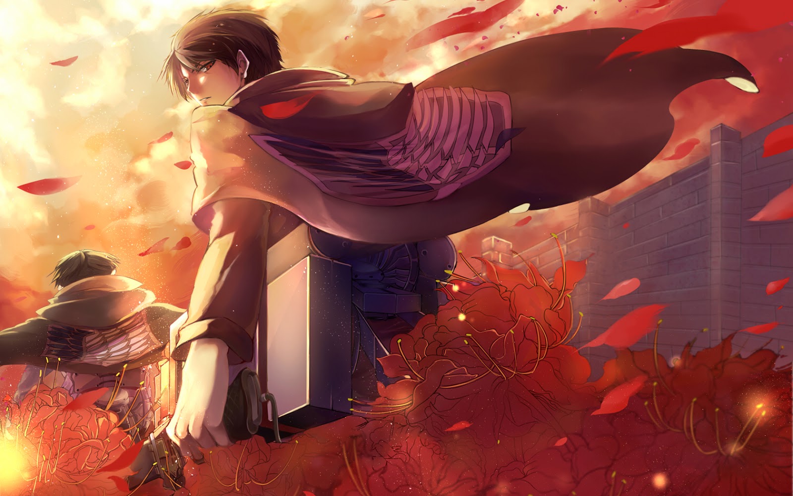 Levi Red Flowers Attack On Titan Shingeki No Kyojin HD Wallpaper M01