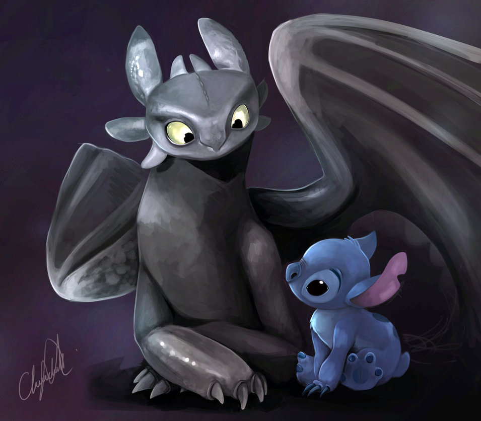 Toothless and Stitch by sofear on