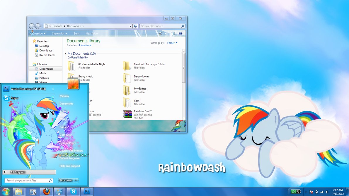 Rainbow Dash Windows Theme By Matniky