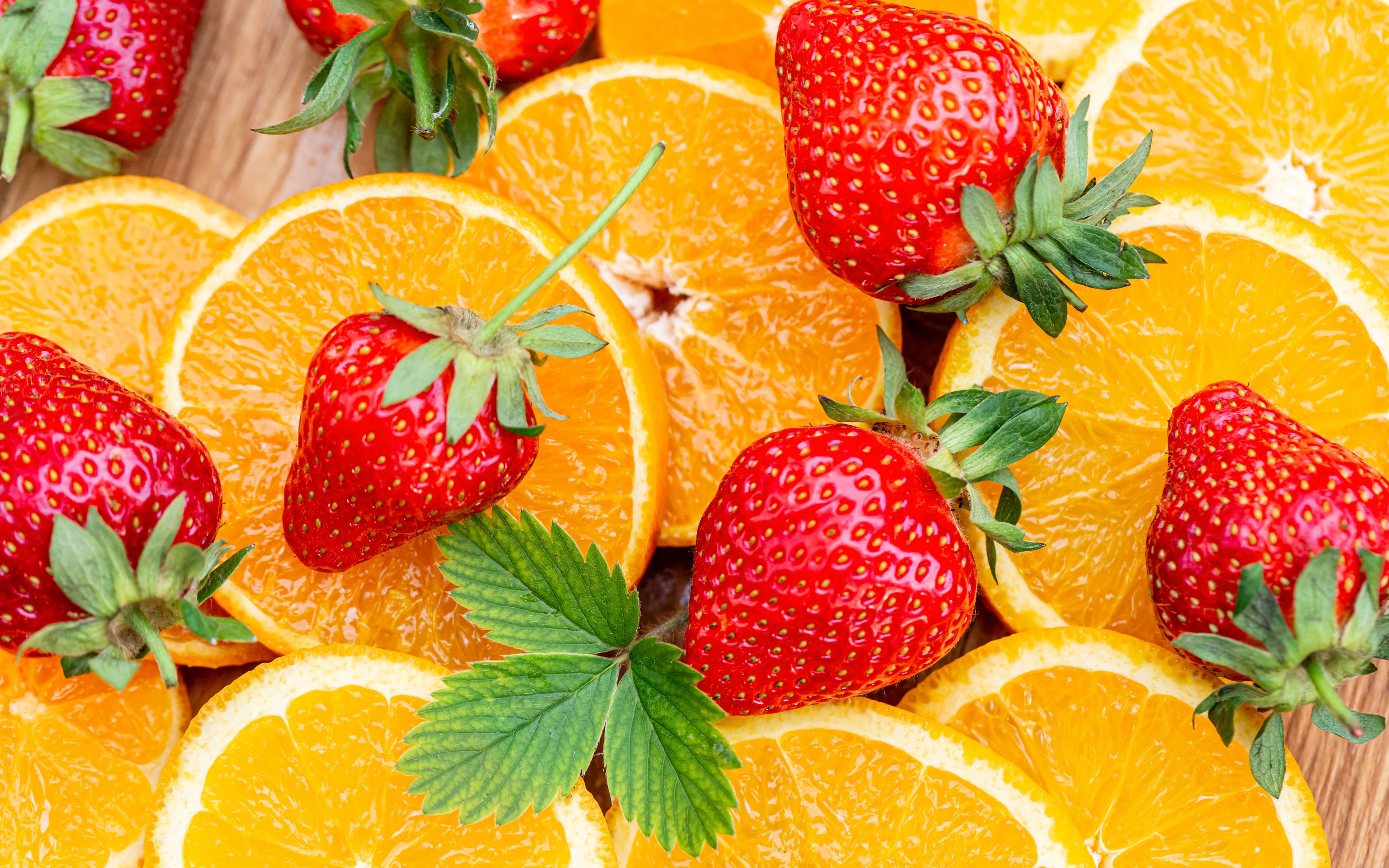 Wallpaper Strawberries Orange Fruits Berry