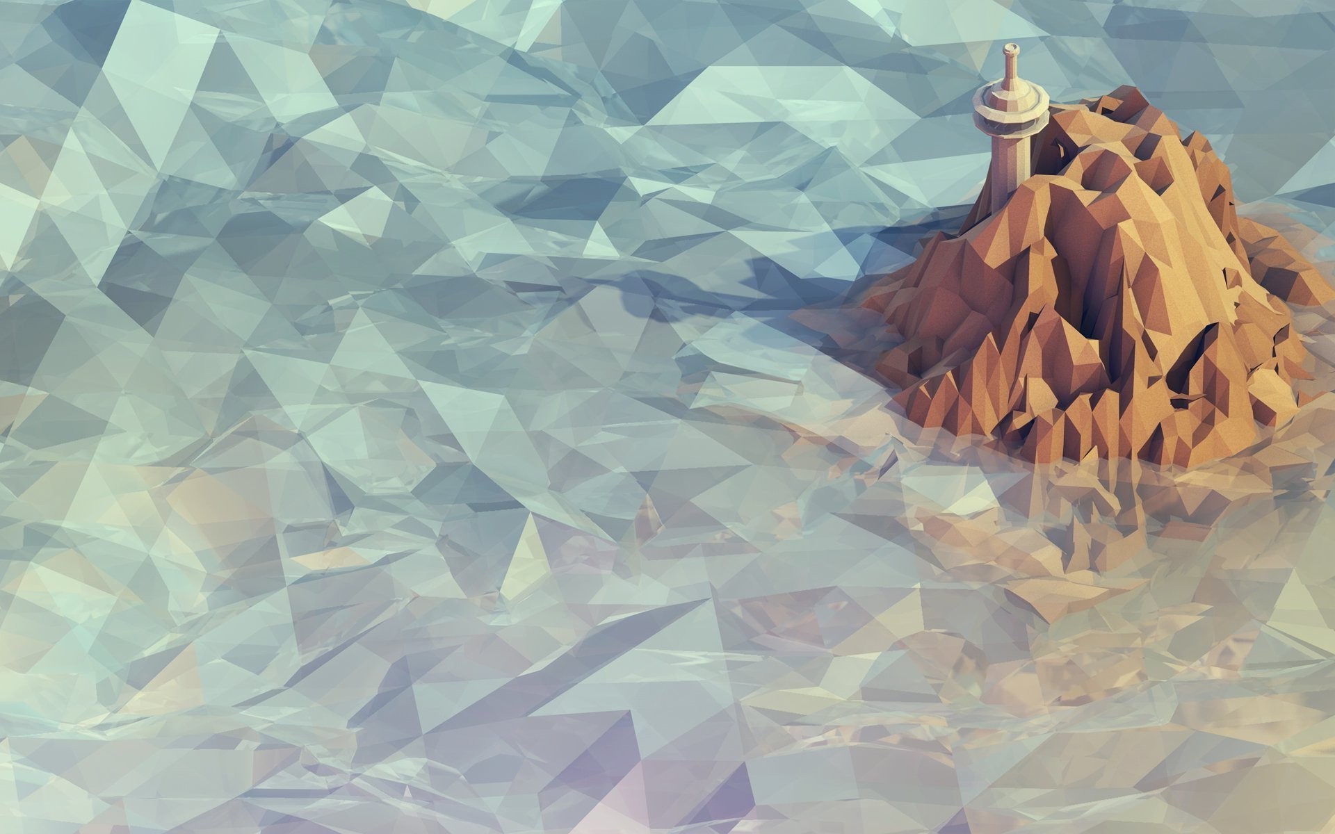 Polygon Mountain Wallpaper Cliff Sea