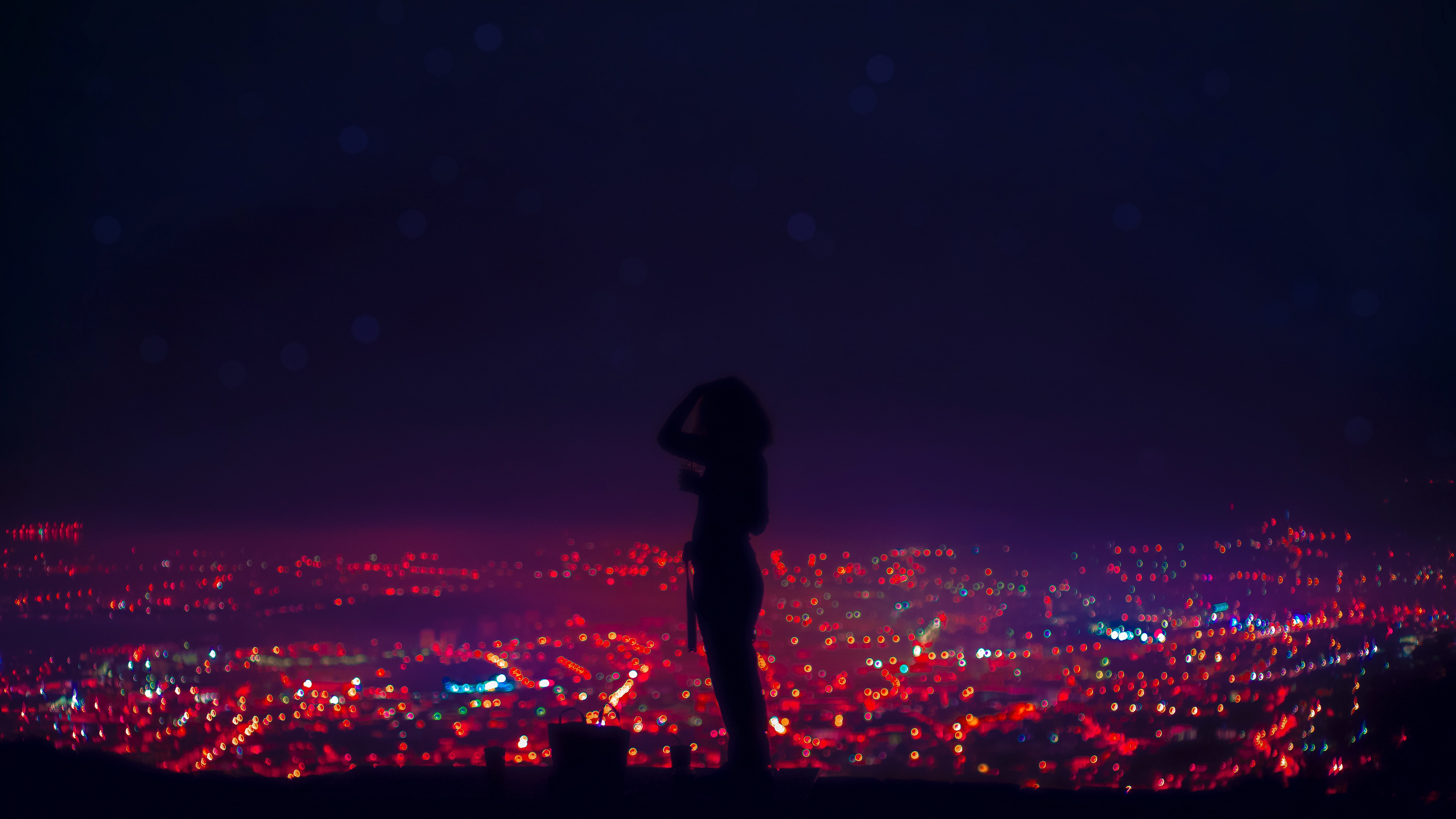 Woman Standing Silhouette Wallpaper HD Photography 4k Image