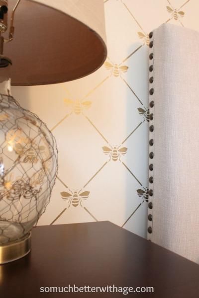 French Bee Trellis Stencil And Antique Gold Creme Paint Create An