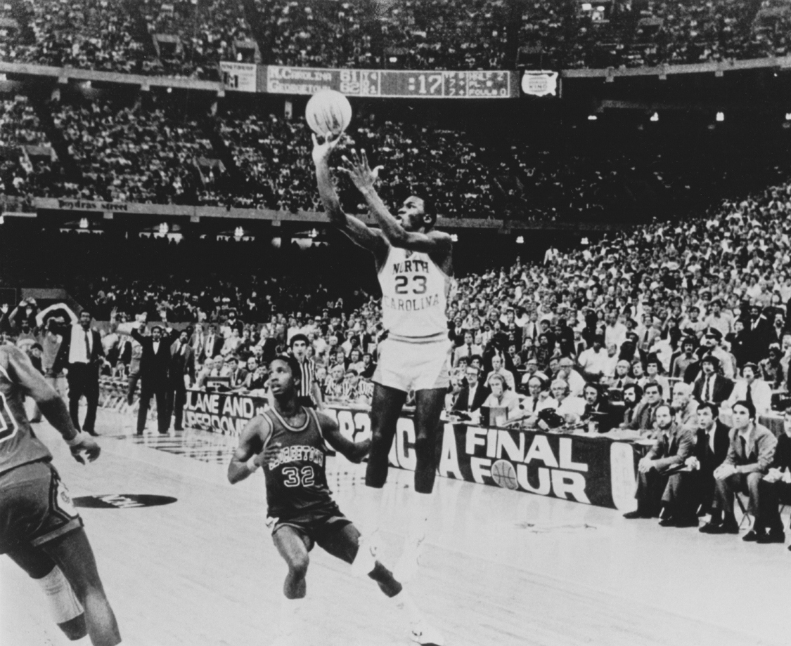 Background Of Vintage Michael Jordan At North Carolina Winning Shot