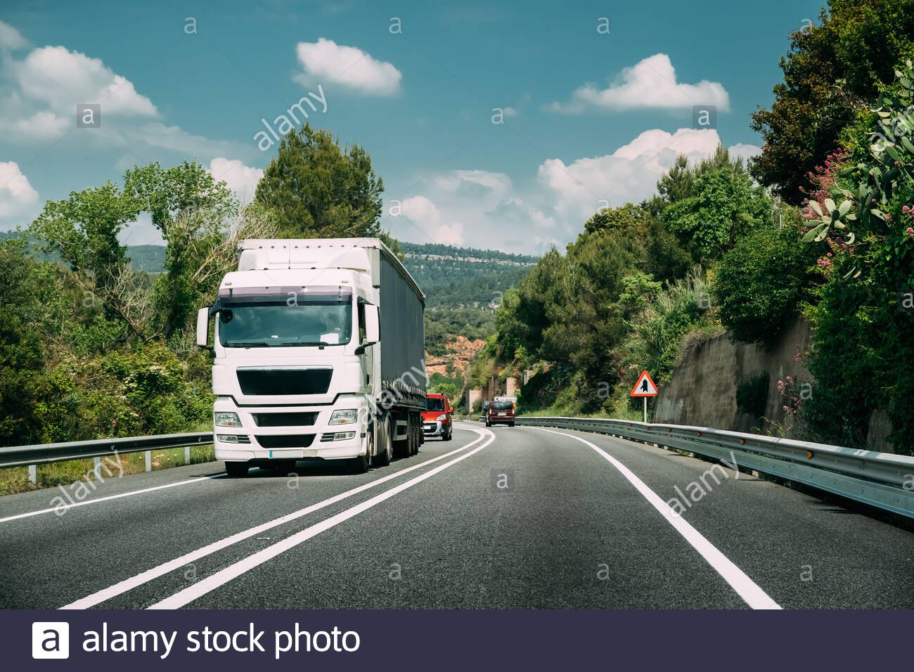 White Truck Or Tractor Unit Prime Mover Traction In Motion
