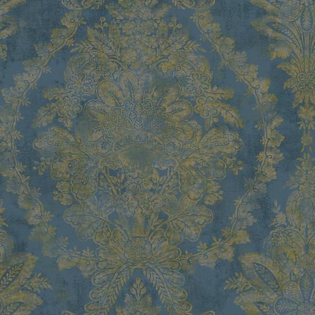 Sample Charleston Wallpaper in Blue by Ronald Redding for York Wallcov