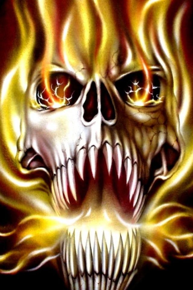 Flaming Skull HD Wallpaper For iPhone 4s