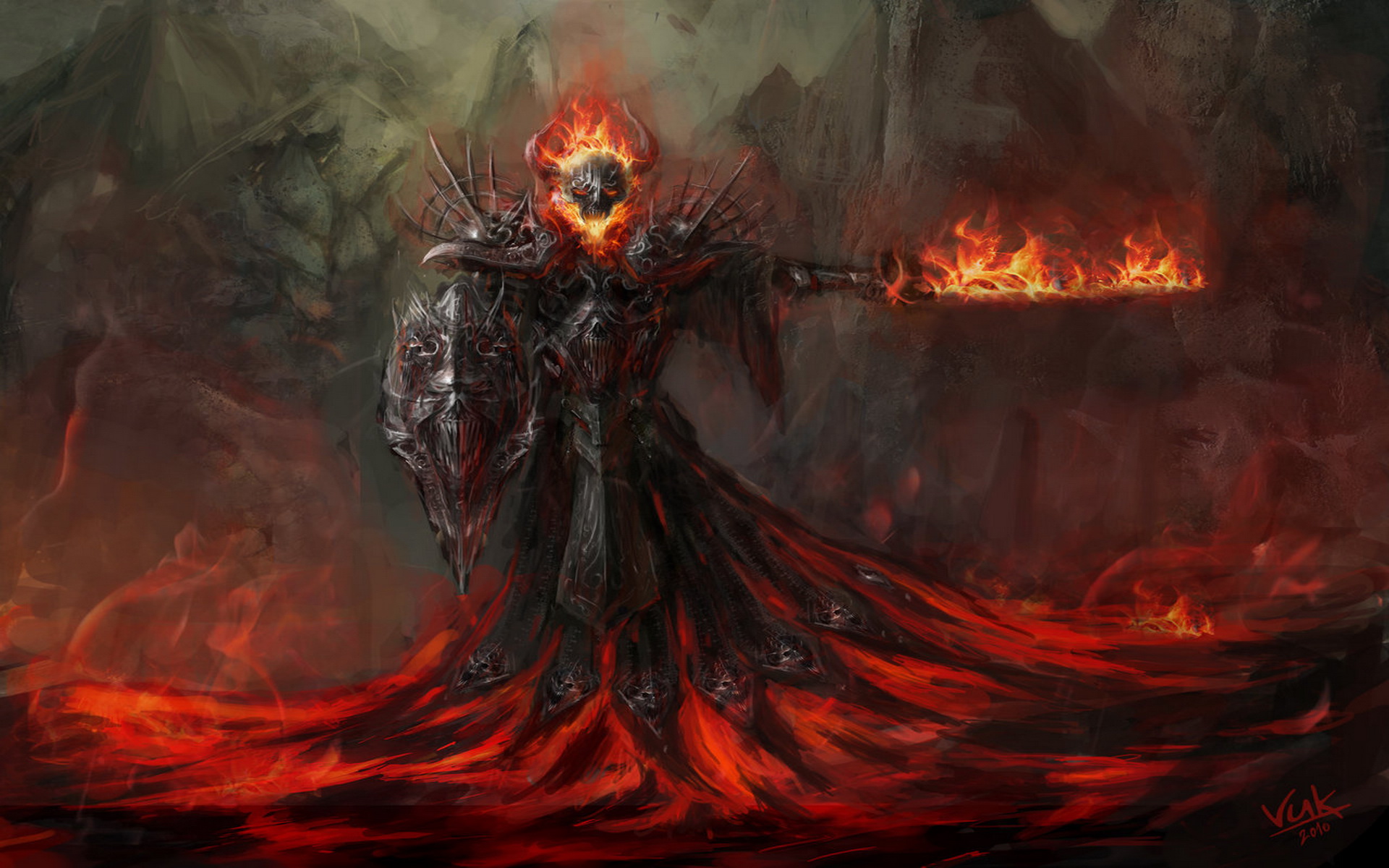 Dark Demon Fantasy Fire Wallpaper