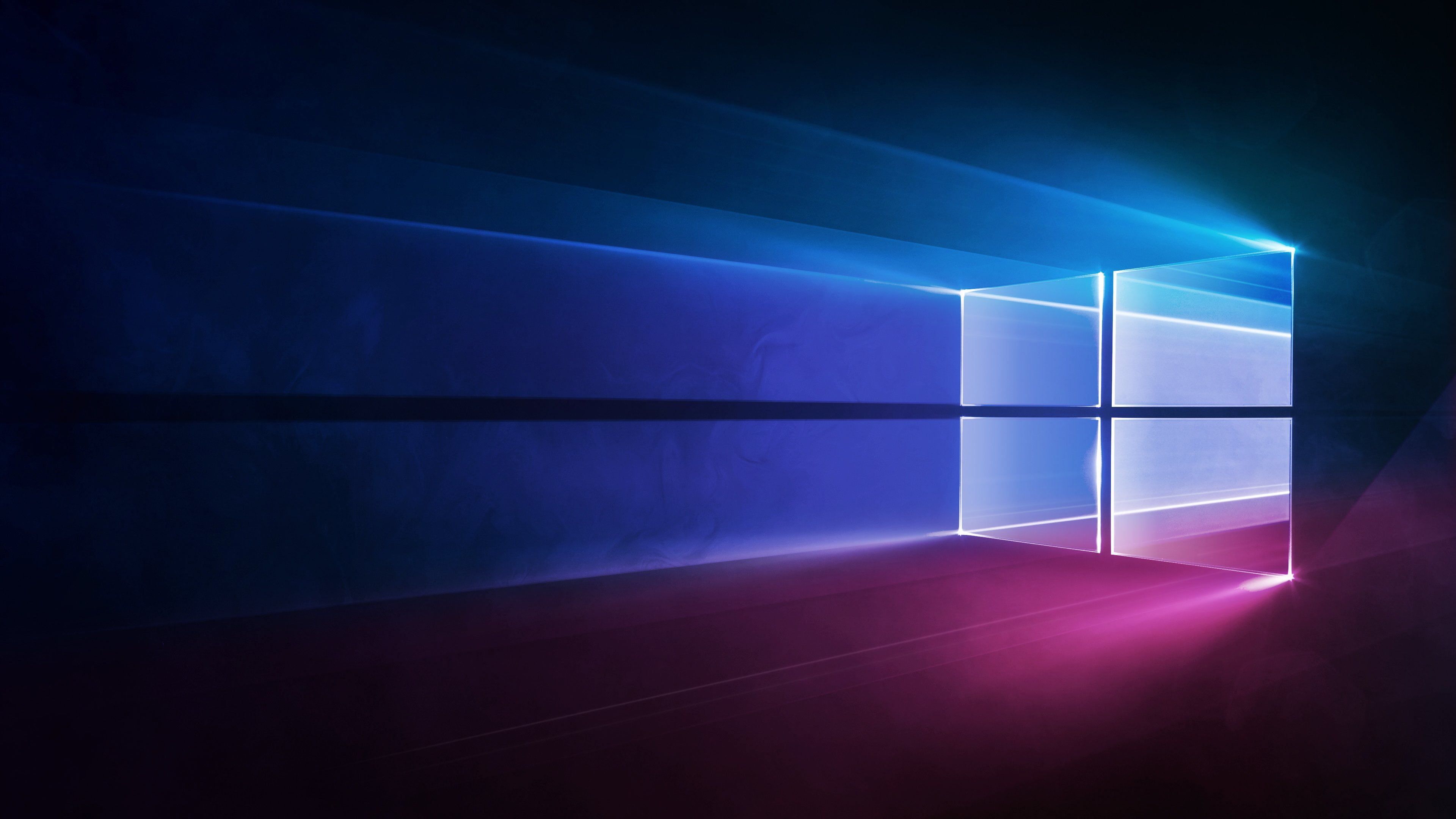 Windows 10 4K wallpaper with neon-like blue and purple gradient effect