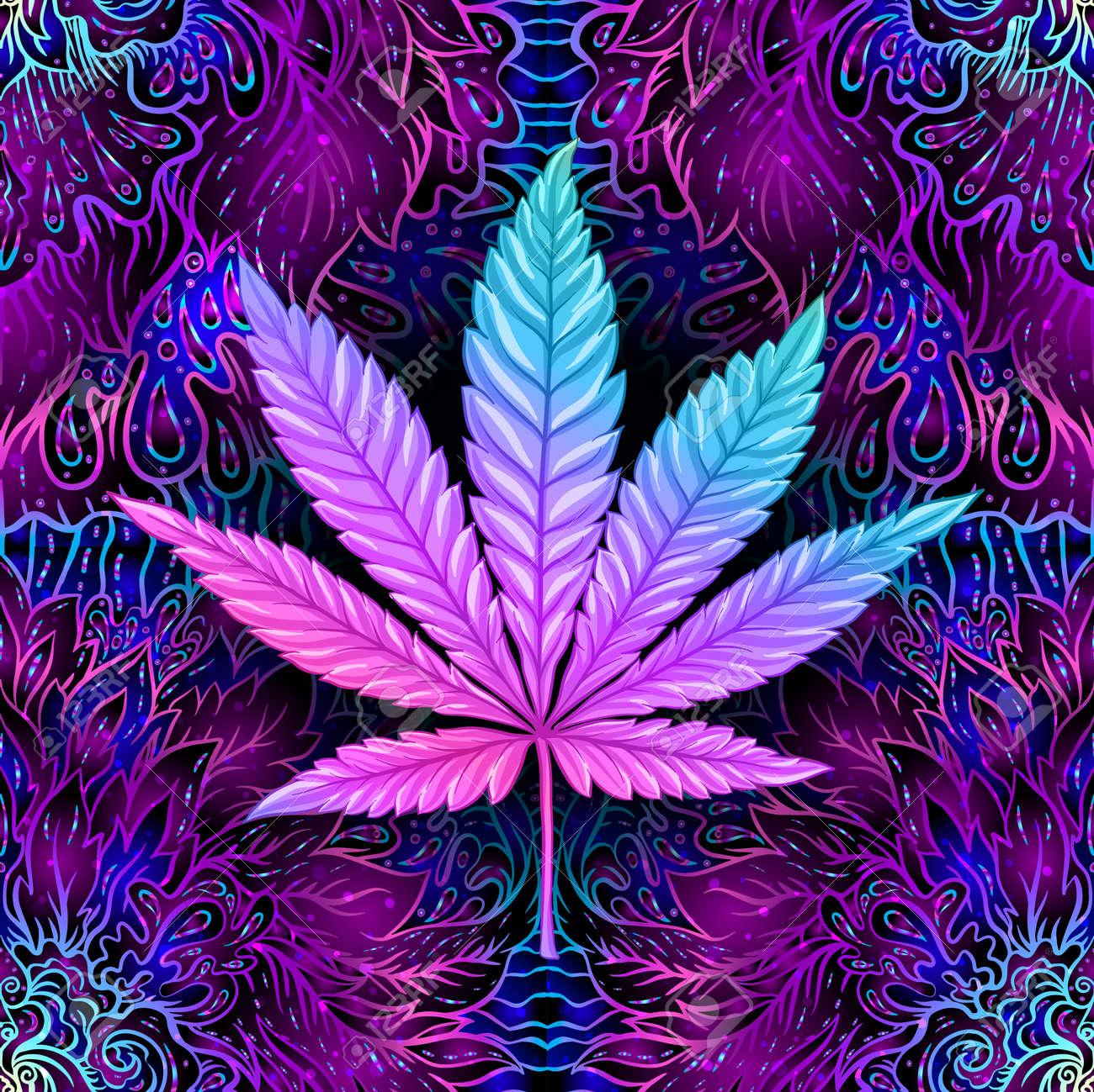 Cannabis Leaves Seamless Pattern Background Vector Illustration