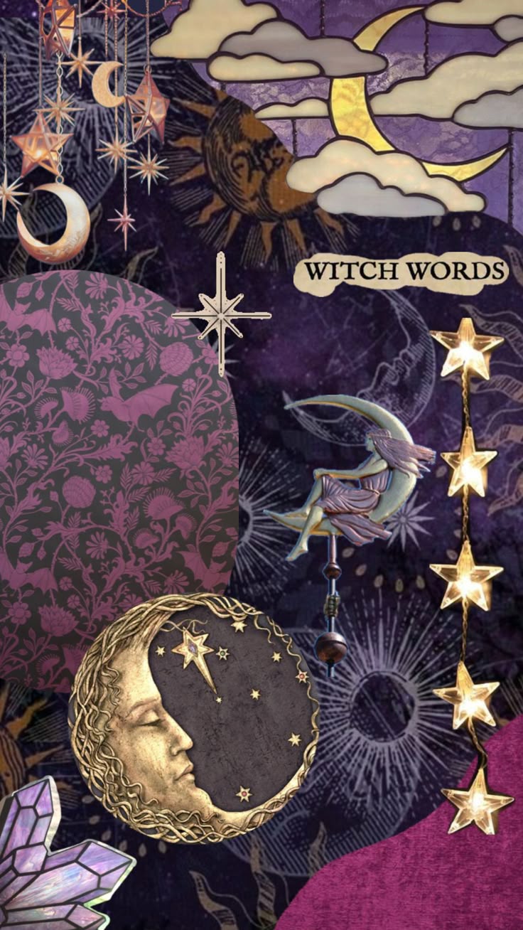 Witchy Moon And Stars Wallpaper
