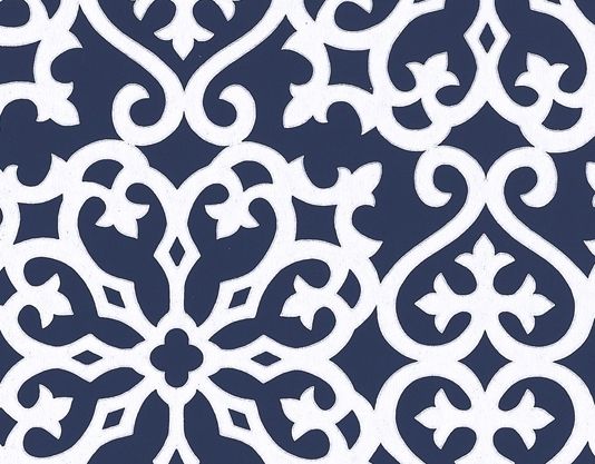 Wallpaper With A Graceful Geometric Design In Navy And White