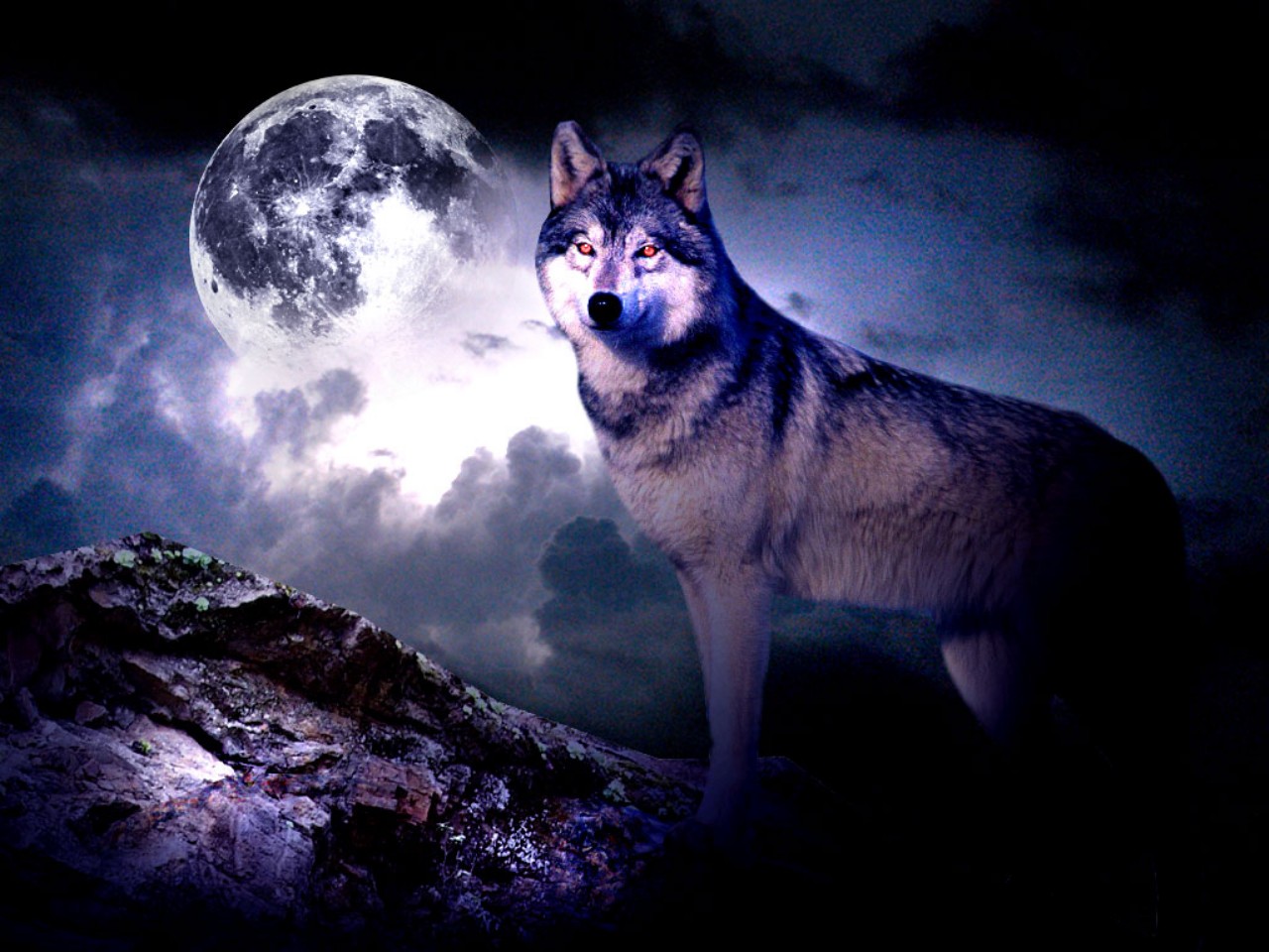Wolf Howling At The Moon Wallpaper HD