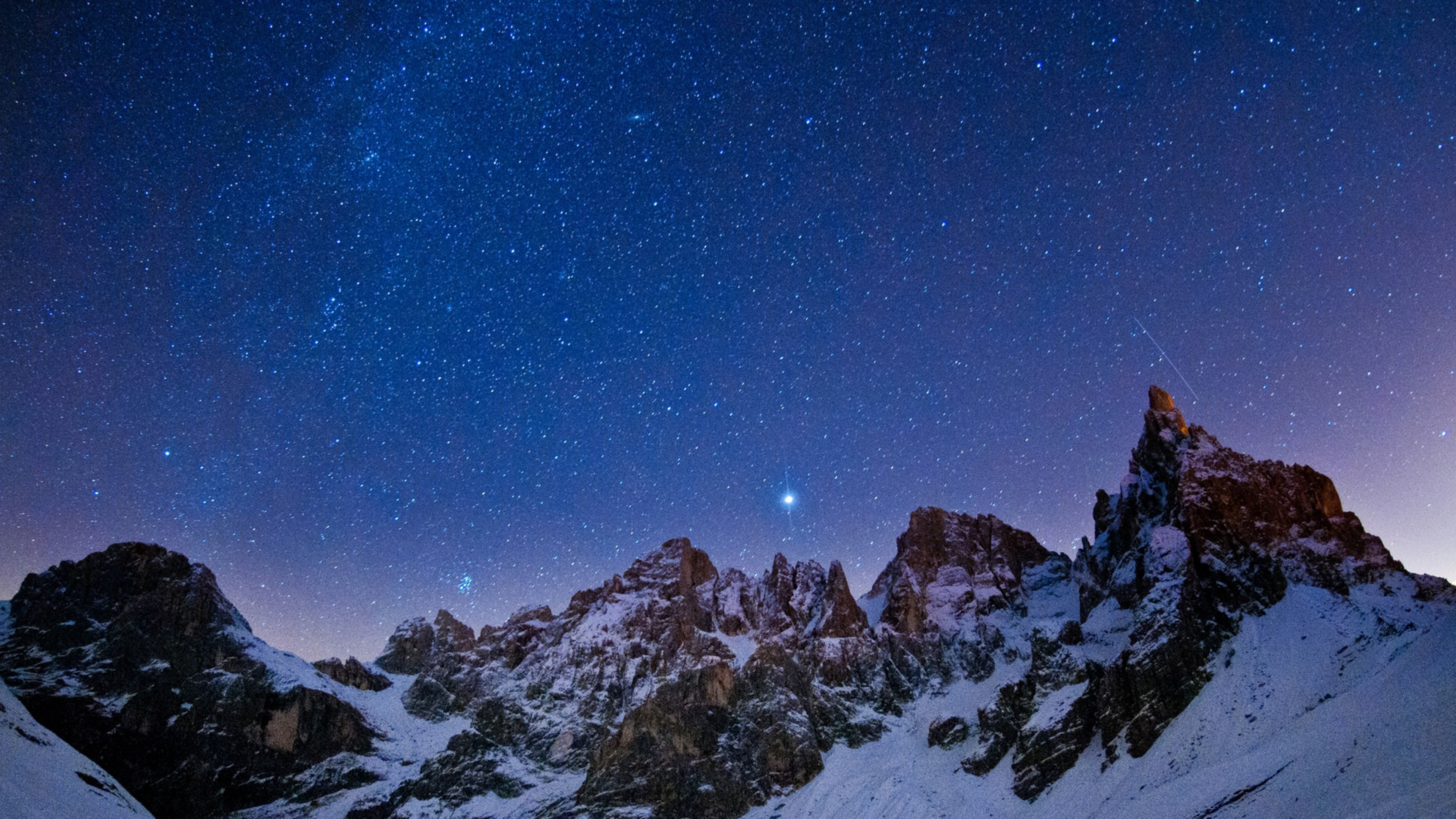  Sky Night Stars Light Winter Wallpaper Background 4K Ultra HD