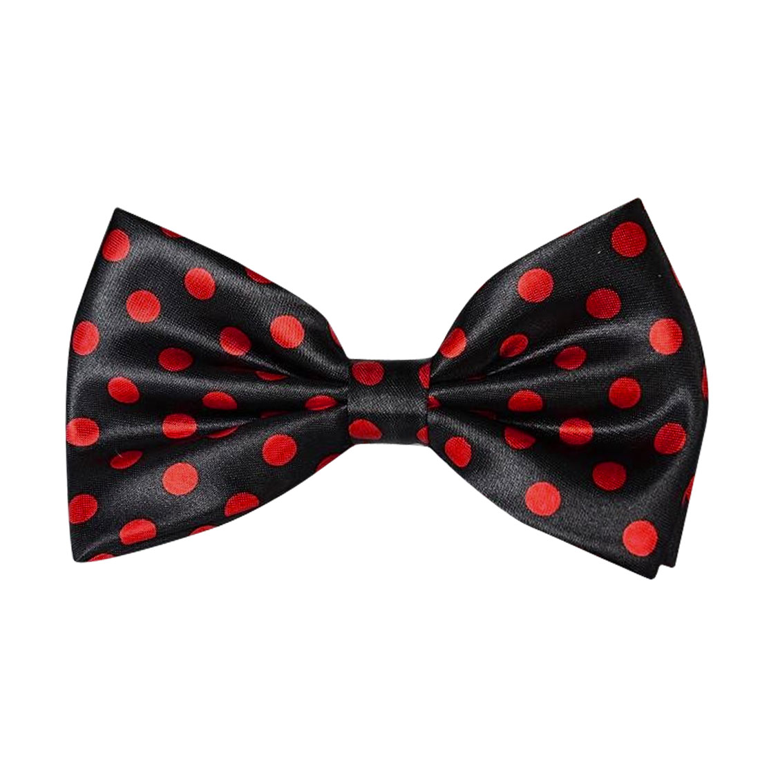 Stretchy band two layer dots pattern party formal bow tie black red