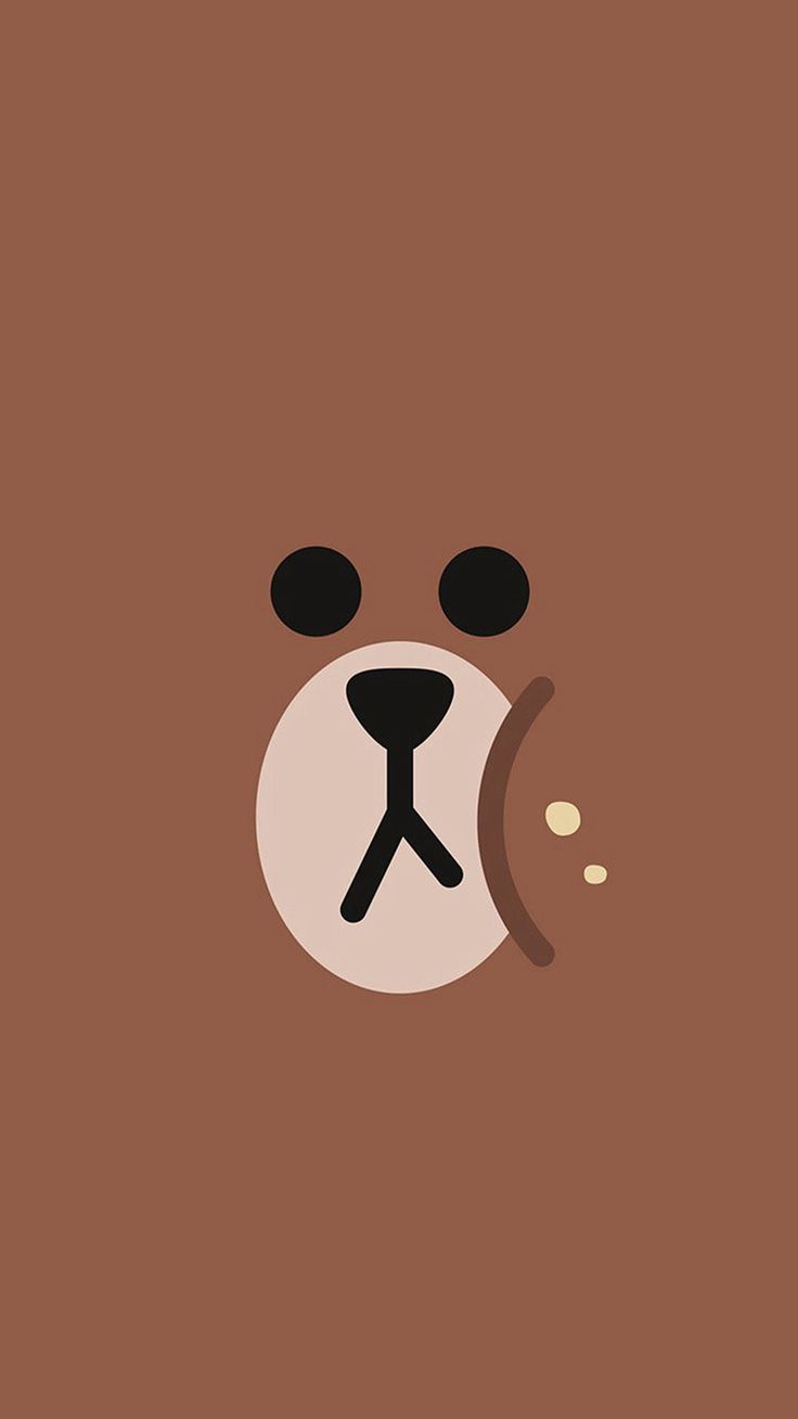 Line Charactor Cute Brown Bear Face Ilustration Art iPhone