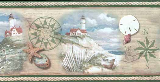 Lighthouse And Seaside Wallpaper Border