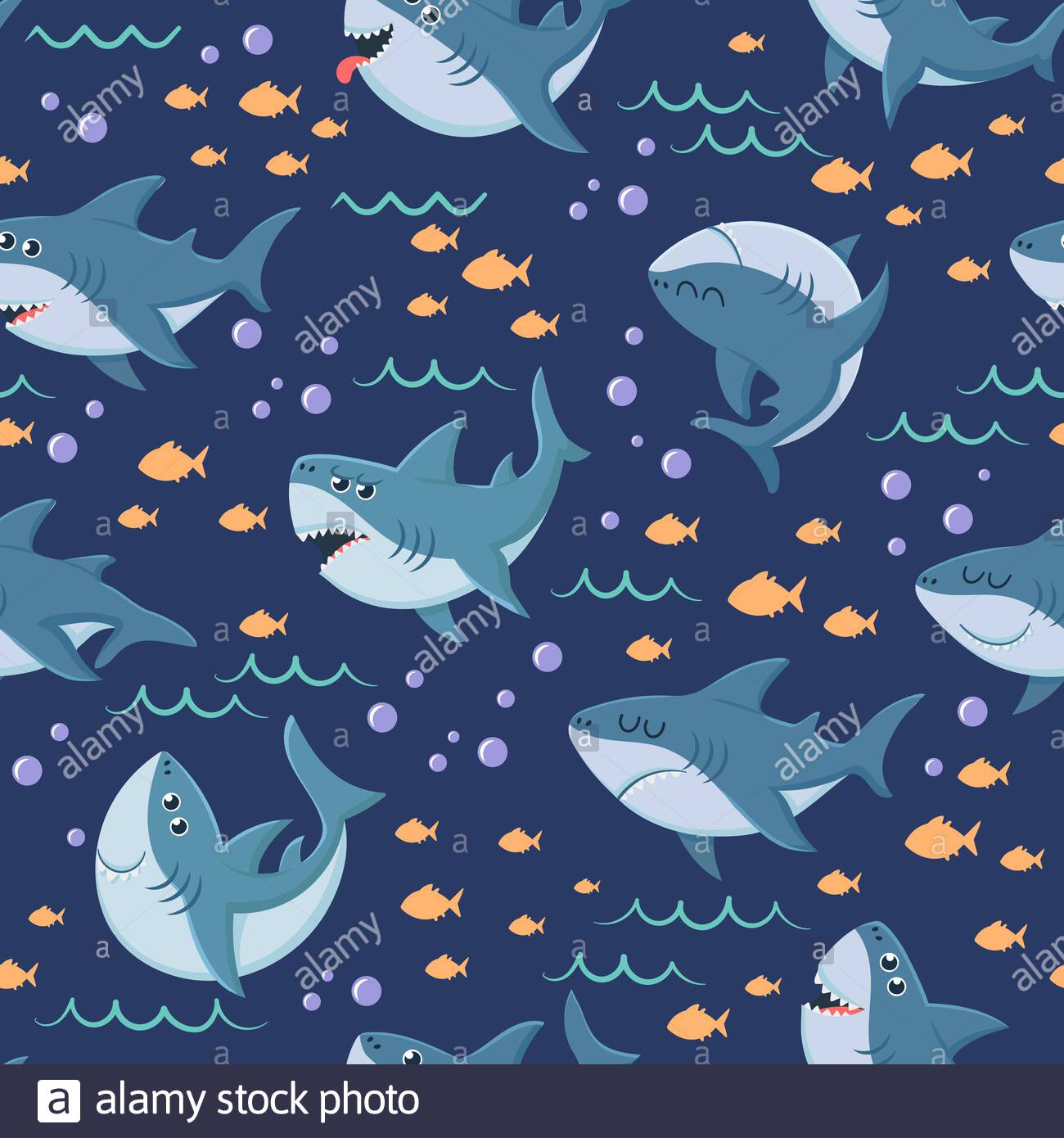 Free download Cartoon sharks pattern Seamless ocean swim marine shark ...