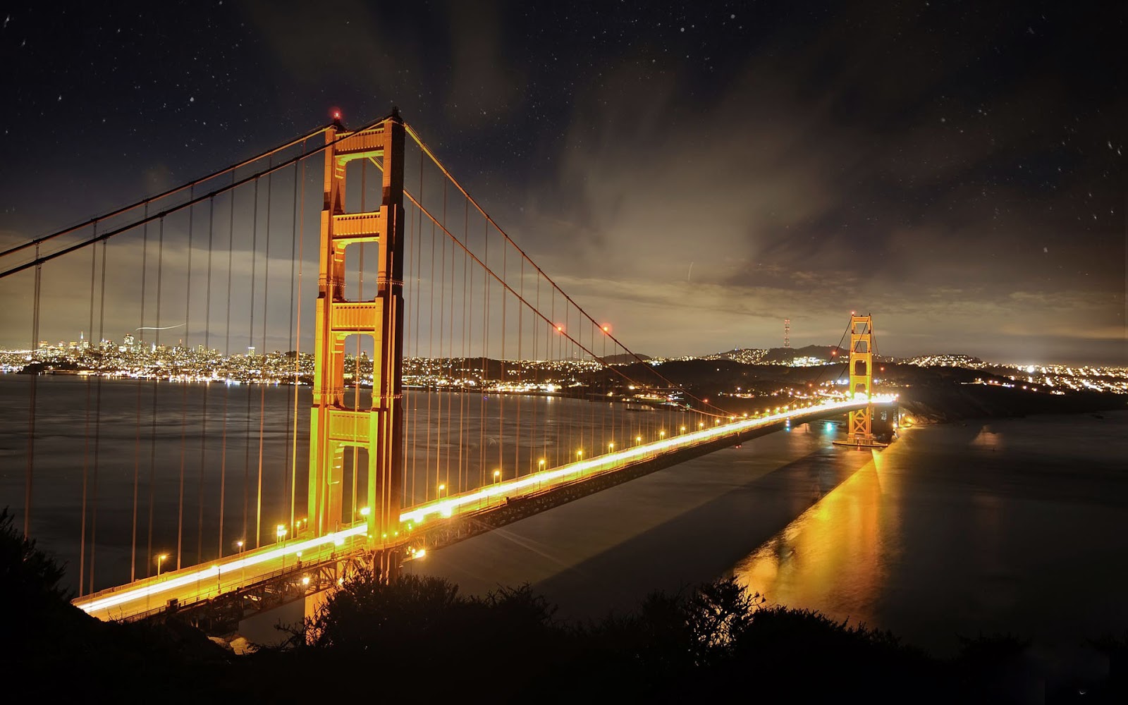 Wallpaper van de Golden Gate Bridge bij nacht