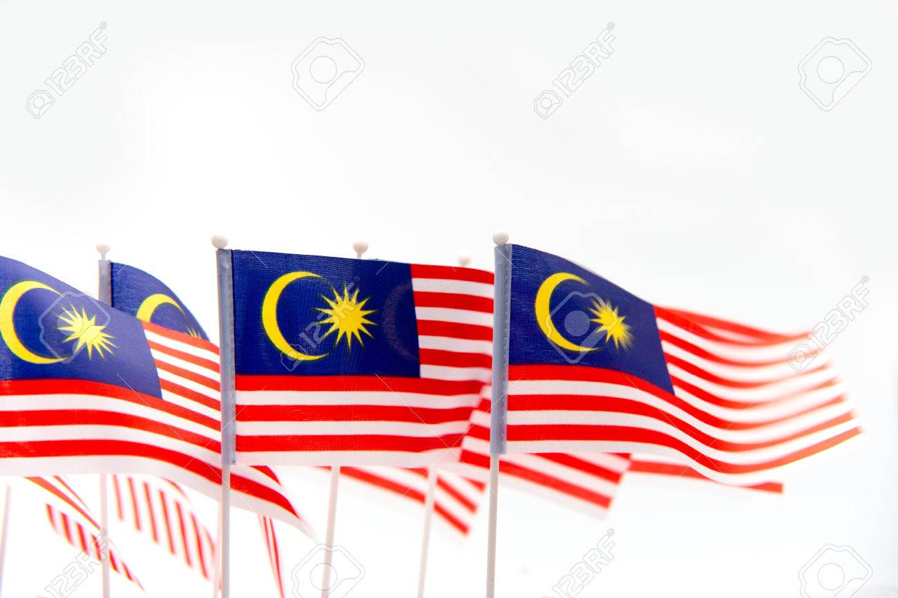 Malaysian Flag On White Isolated Background Selective Focus Stock
