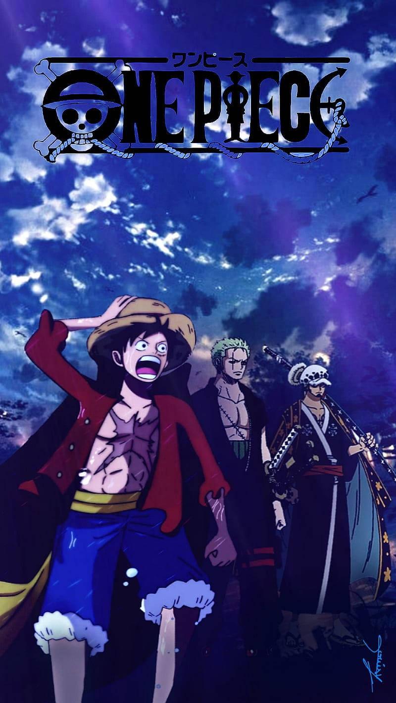 Luffy Zoro Law One Piece Blue Wallpaper