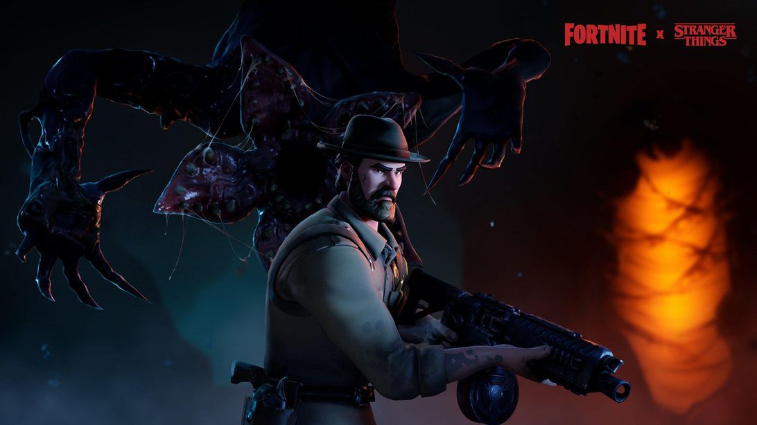 Fortnite X Stranger Things adds Chief Hopper Demogorgon skins for 1092x614