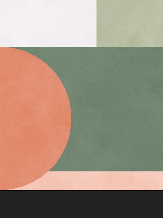 Abstract Geometric Green And Coral Wallpaper