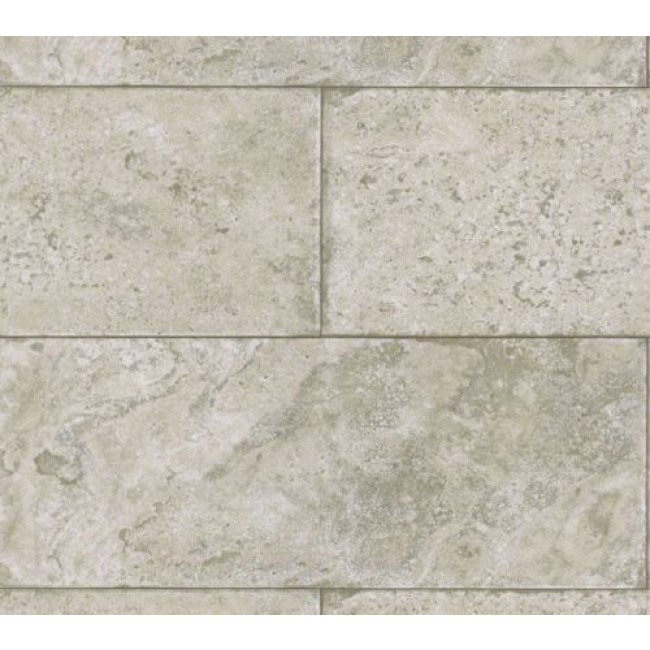 Pewter Taupe Grey Stone Block Limestone Tile Wallpaper   All 4 Walls