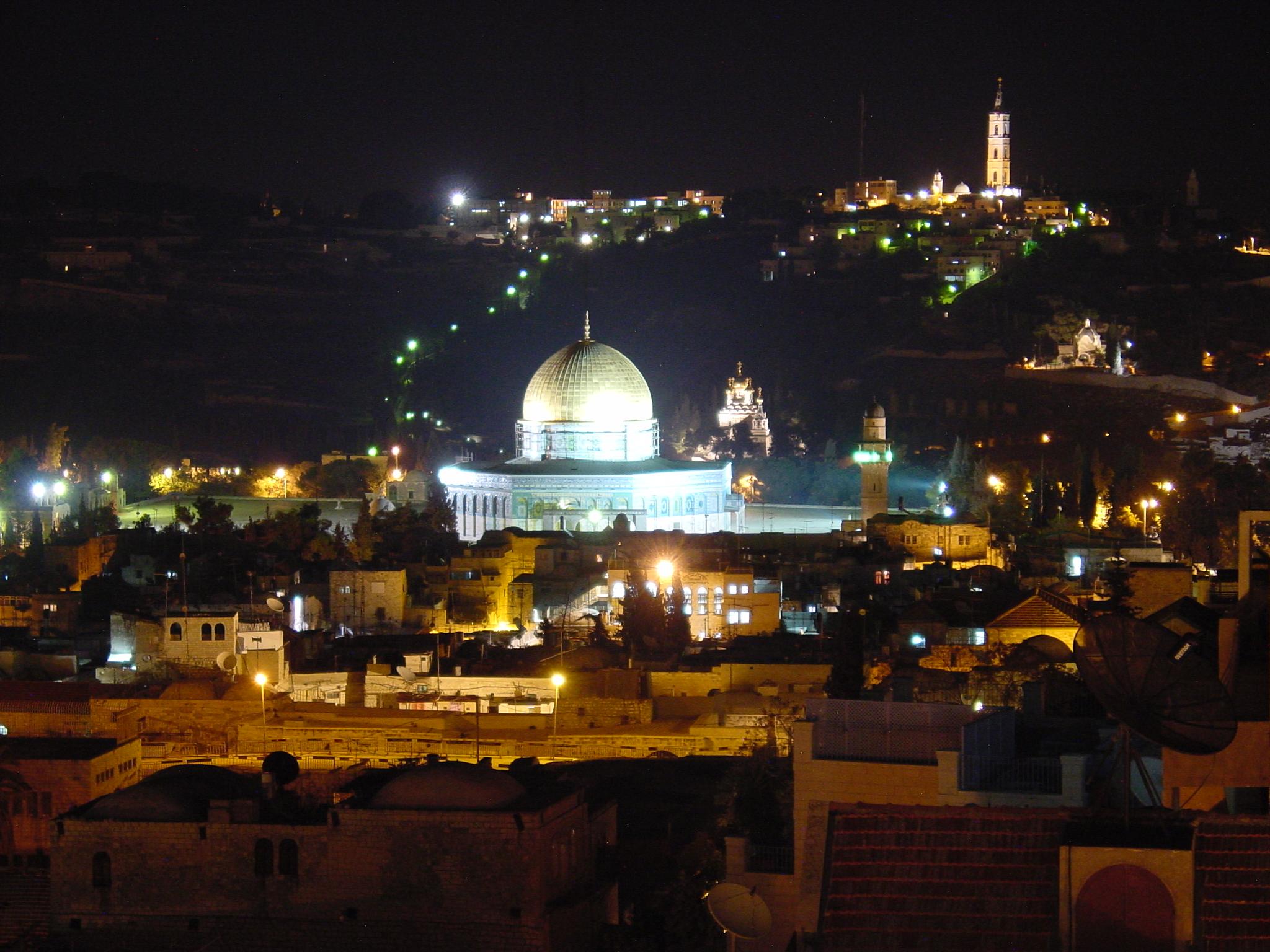 The Dome Of Rock At Nighttime October
