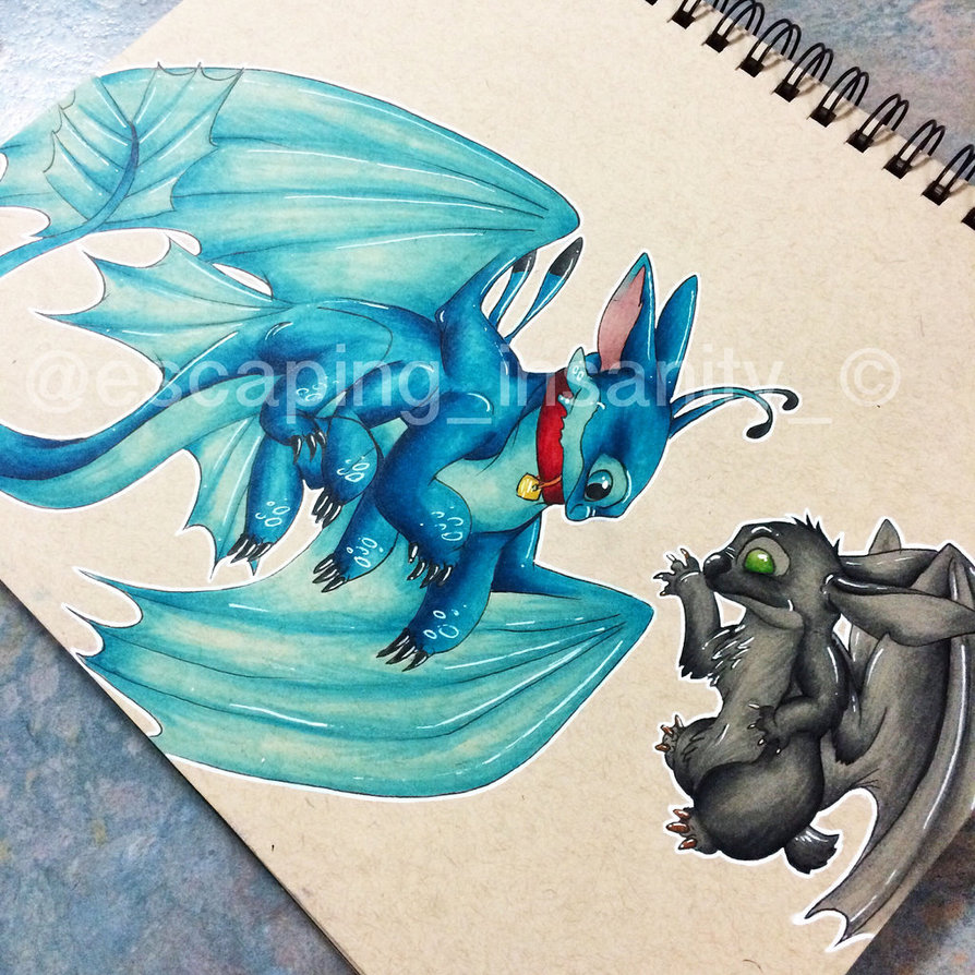 Toothless and Stitch by escapinginsanity on