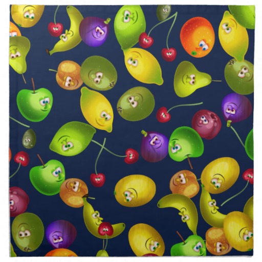 Cute Cartoon Mixed Fruit Wallpaper Design Napkin
