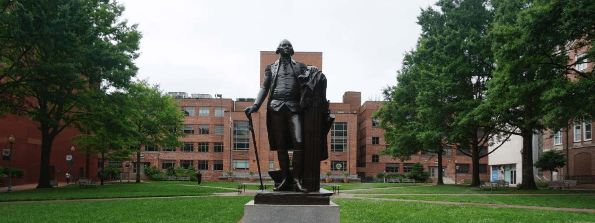 Iconic Statue Within The Campus Grounds Of George Washington Wallpaper