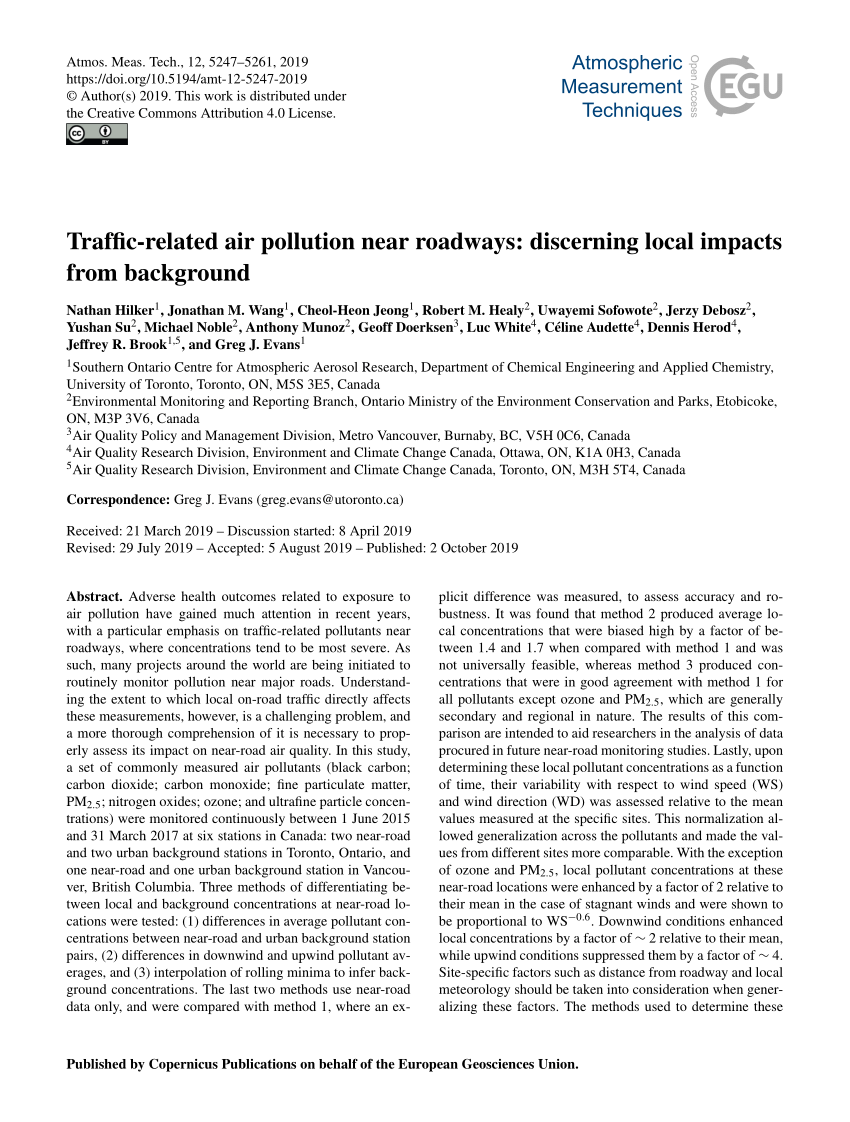 Pdf Traffic Related Air Pollution Near Roadways Discerning Local
