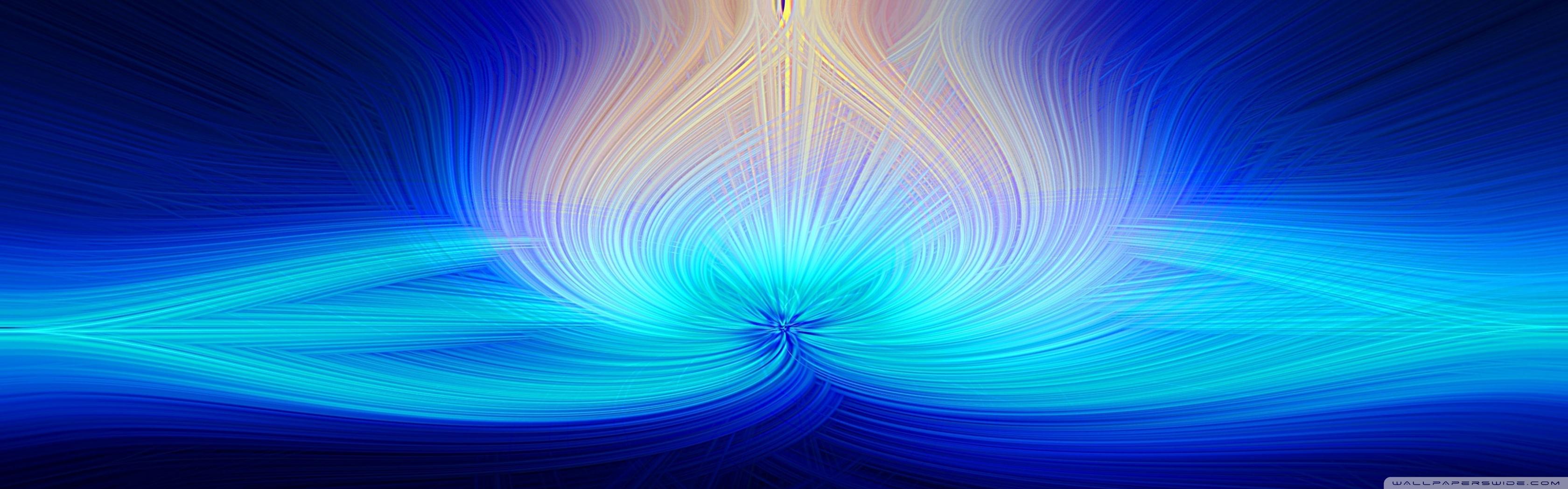 Abstract Fibers Blue Golden Ultra HD Desktop Background