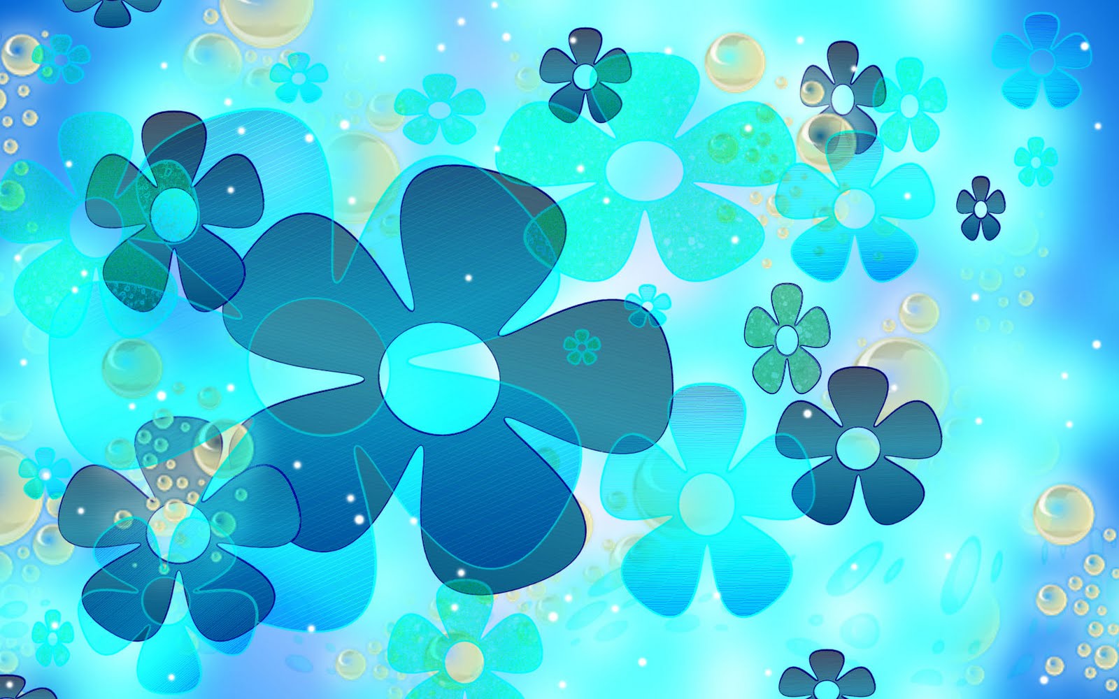 Flowers Wallpaper Blue