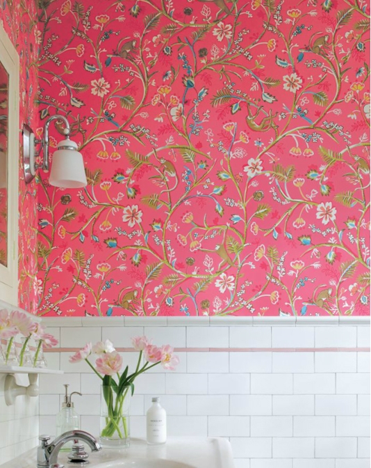 Guadeloupe Floral Wallpaper Bright And Bold Pink With Wild