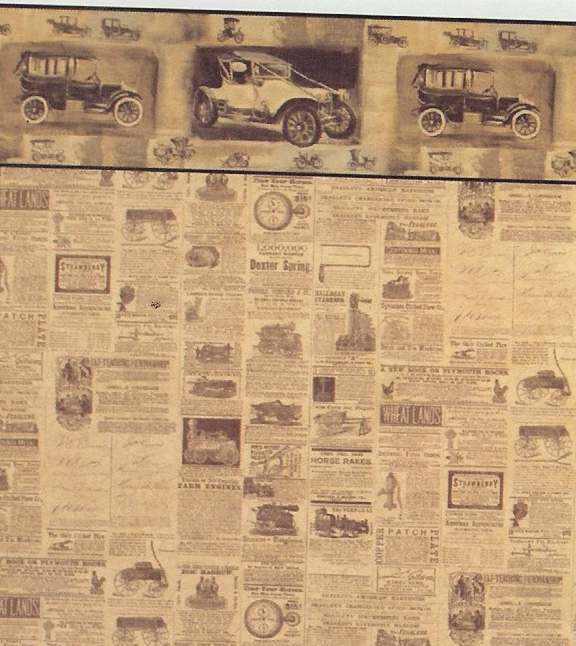 Vintage Newspaper Print Wallpaper Cars