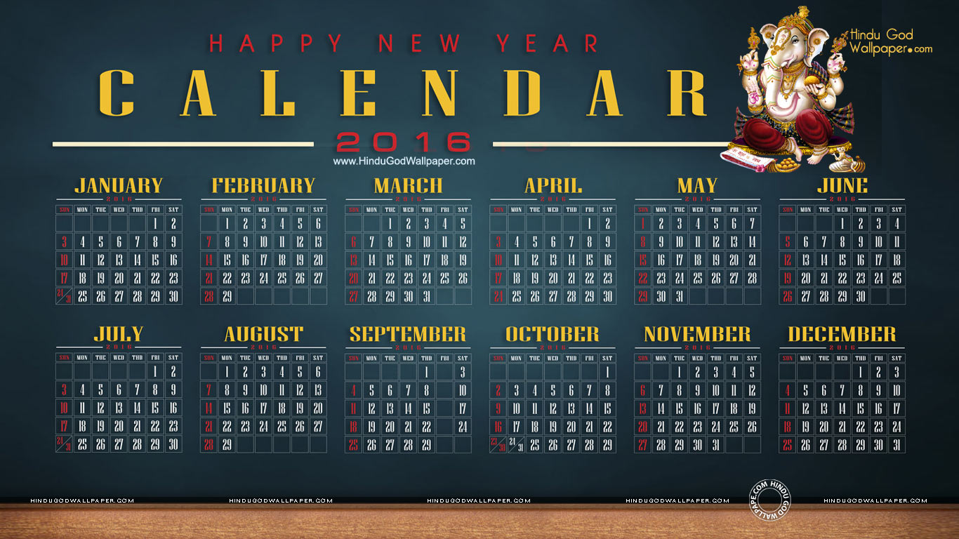 Free Desktop Calendar 2016 Wallpaper for Computer Desktop