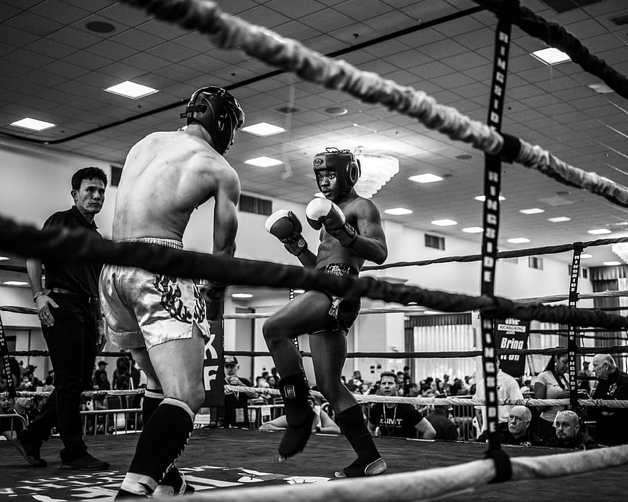 HD Wallpaper Grayscale Photo Of Boxing Sparring