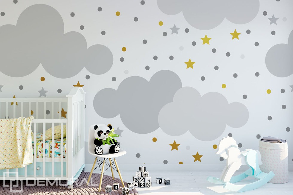 Swinging In The Childish Clouds Child S Room Wallpaper Mural