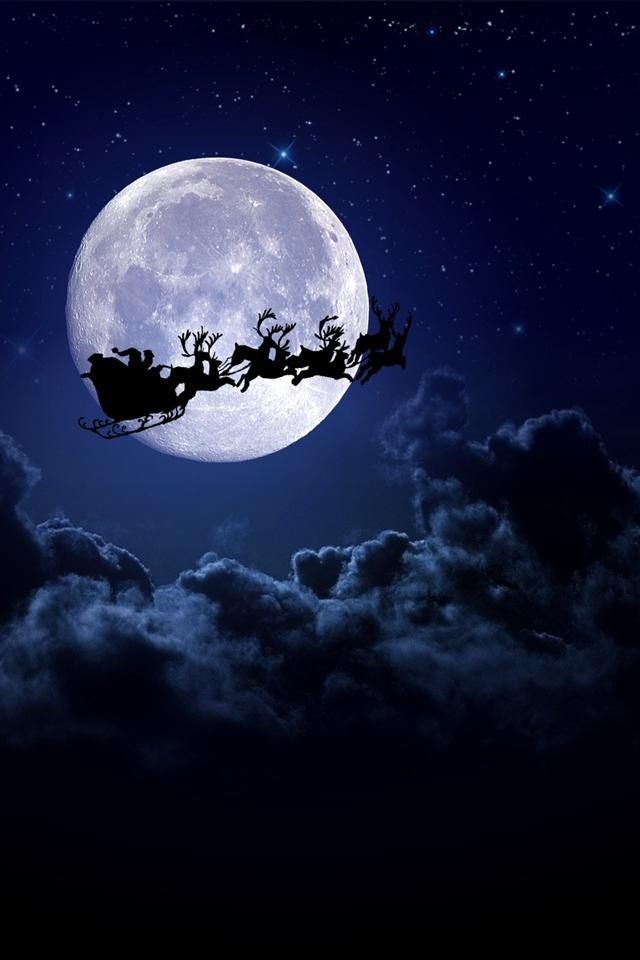 Santa In The Sky For Cards Christmas Wallpaper Xmas