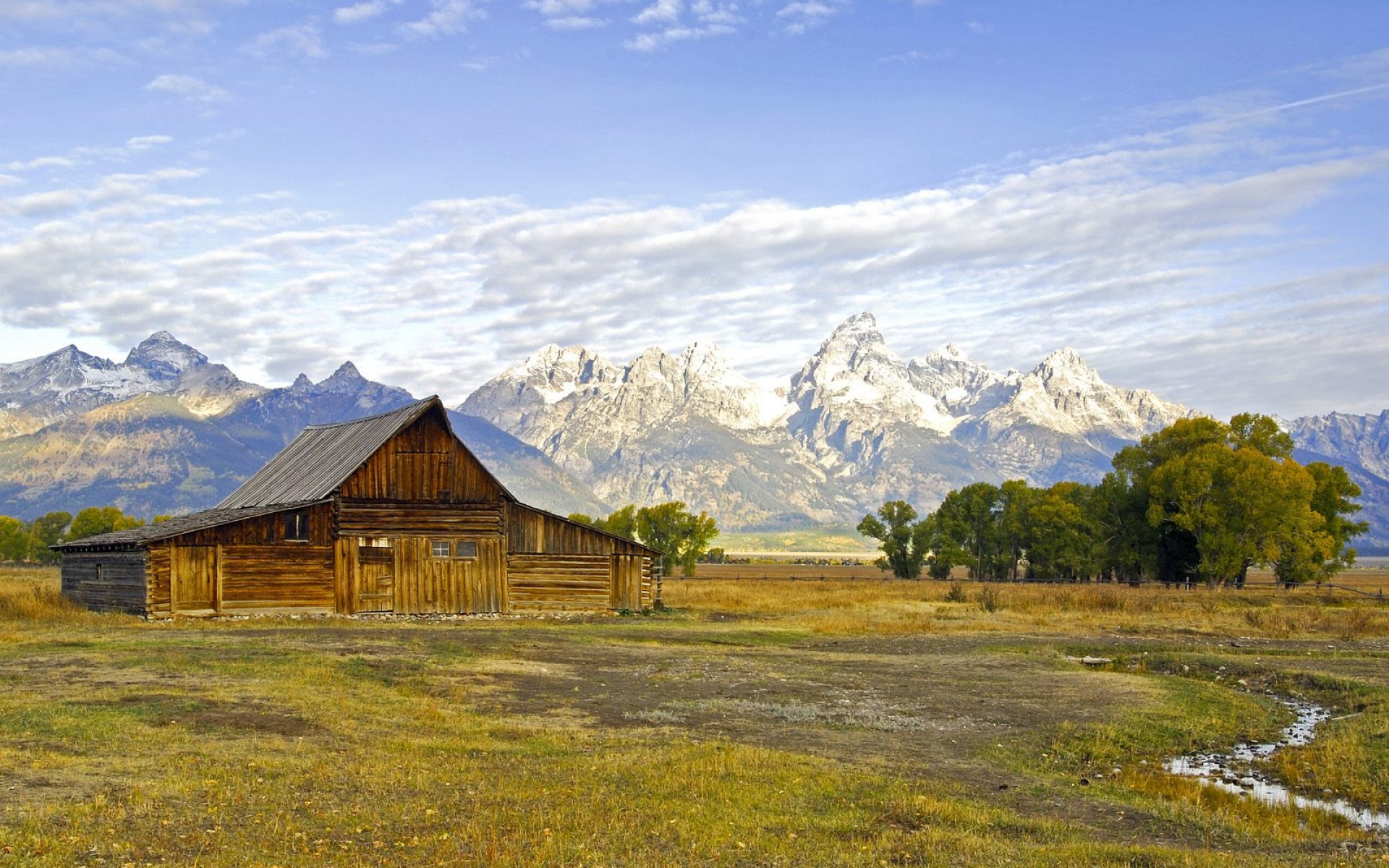 Scenery Wyoming Wallpaper House Wooden Stock Photos