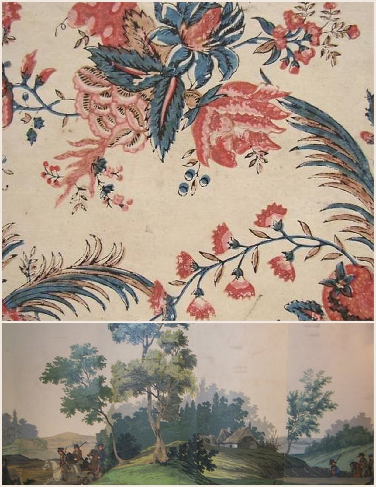 Two Traditional 18th Century French Patterns An Indiennes Floral
