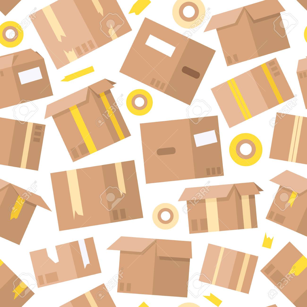 Carrying Boxes Seamless Pattern Warehouse Shipping Container