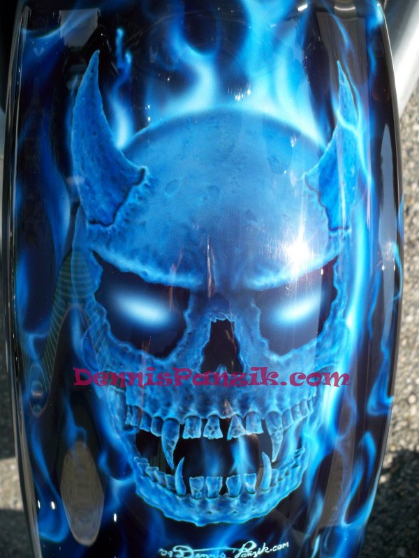 Cobalt Blue Real Fire With Wicked Skulls Dennis Panzik Artistry
