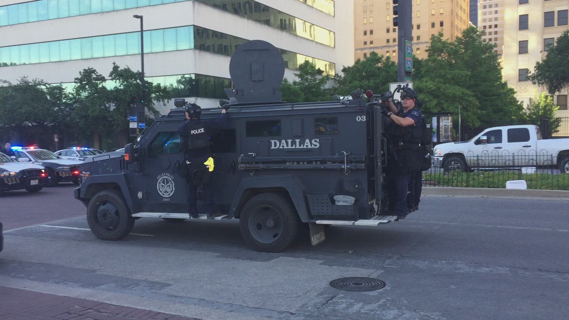 Swat Vehicle Responds To Protests In Dallas Wfaa